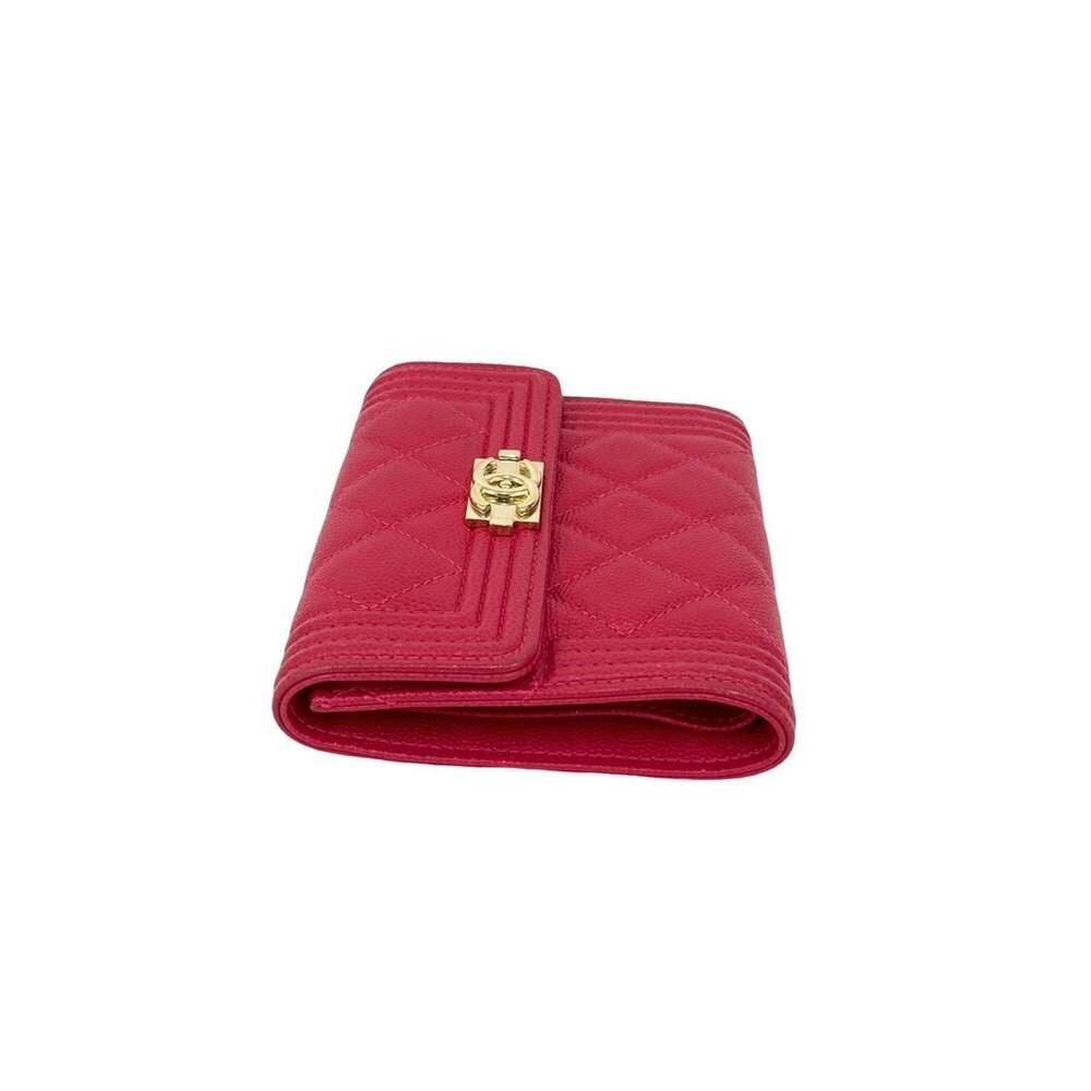CHANEL Authentic Pink Caviar Leather Logo Wallet - Picture 4 of 10